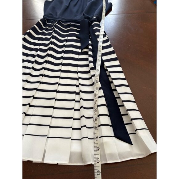 Talbots NWT Navy + White Striped Sleeveless Dress with Pleated Skirt Size 4 - Picture 11 of 13